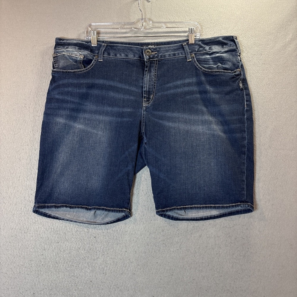 Silver Suki Mid Bermuda‎ Jean Shorts Stretch Women's Size 22